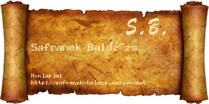 Safranek Balázs névjegykártya